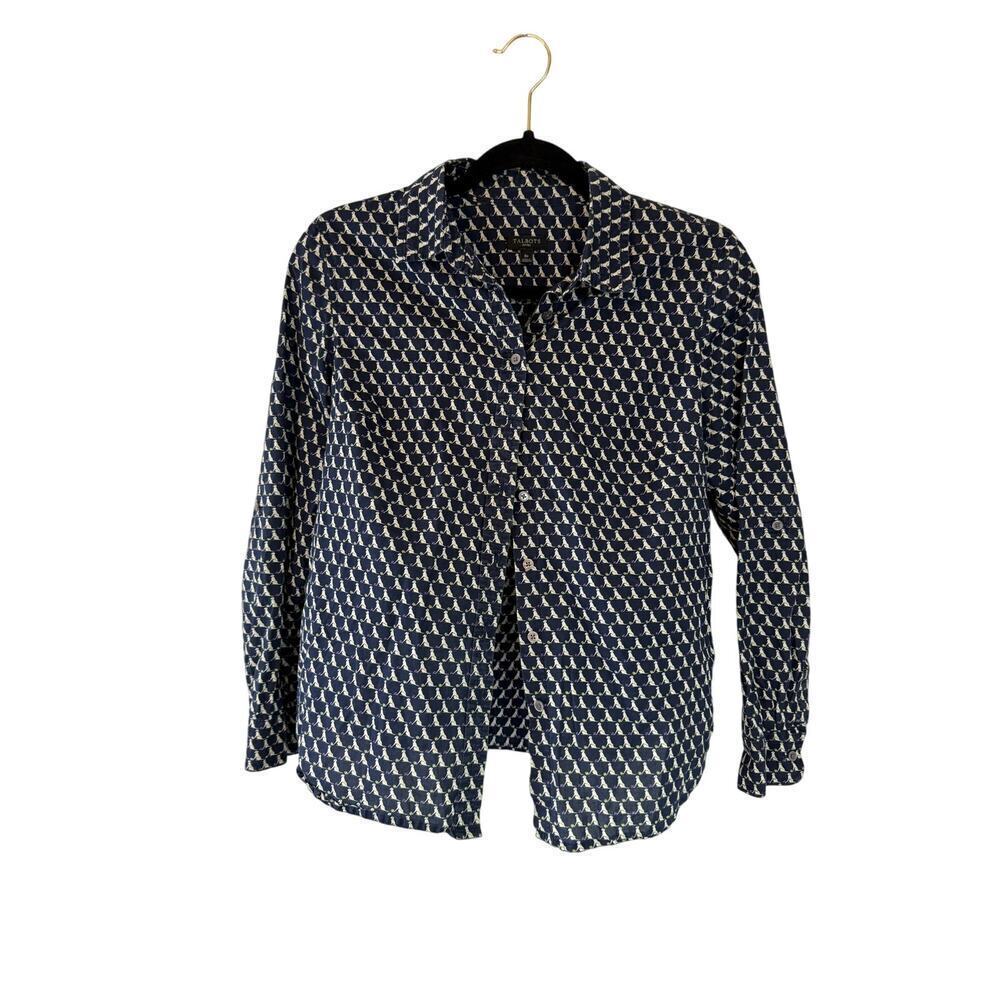 Talbots dog novelty print size 8P cotton button up